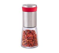 Relaxdays Molinillo Chile Manual, Acero Inoxidable, Plateado-Rojo, 16 x 6,5 cm