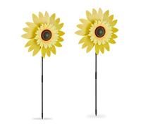 Relaxdays Set de 2 molinos de viento girasol amarillo,naranja,negro