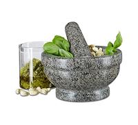 Relaxdays Mortero granito con maza 17 cm gris
