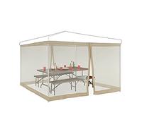 Relaxdays Mosquitera para Carpa, Malla Antimosquitos Cenador 3 x 3 m, 2 Laterales, Red Antiinsectos, Cremallera, Beige