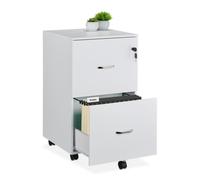 Relaxdays Mueble archivador con ruedas blanco,negro,plata