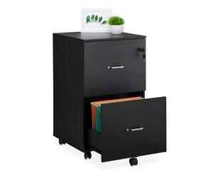 Relaxdays Mueble archivador con ruedas negro,plata