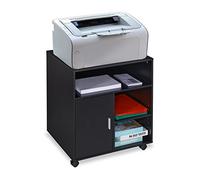 Relaxdays Mueble auxiliar impresora negro rueditas negro
