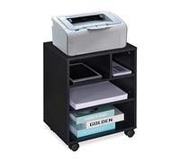 Relaxdays Mueble auxiliar impresora con 4 espacios negro