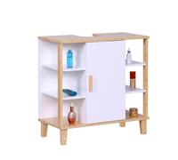 Relaxdays Armario lavabo con puerta y estantes blanco