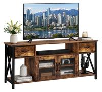 Relaxdays, mueble bajo para televisión, dimensiones: 60 x 140 x 40 cm, 2 cajones, 4 compartimentos, estilo industrial, mesa de televisión, mueble para TV, color marrón/