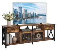 Relaxdays, mueble bajo para televisión, dimensiones: 60 x 180 x 40 cm, 2 cajones, 4 compartimentos, estilo industrial, mesa de televisión, mueble para TV, color marrón/