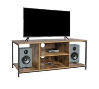 Relaxdays Mueble bajo para TV 4 compartimentos marrón,negro