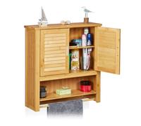 Relaxdays Mueble baño mural con toallero y estante marrón claro
