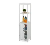 Relaxdays Mueble de Baño, 129 x 30 x 30 cm, 4 Compartimentos, MDF, Armario para Aseo Estrecho, Armarito WC, Blanco