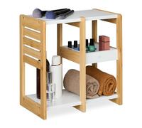 Relaxdays Mueble de Baño, 3 Baldas, 35 x 34 x 20 cm, Estante para Aseo y Cocina, Estantería Bambú, MDF, Natural/Blanco