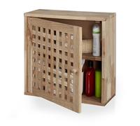 Relaxdays Mueble de Baño Colgante 2 Niveles, Nogal, Cierre Magnético, Armario de Pared, Cocina, 42 x 42 x 18 cm, Natural