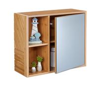 Relaxdays Mueble de baño colgante espejo y baldas marrón claro