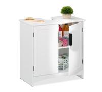 Relaxdays Mueble de baño con puertas blanco,negro