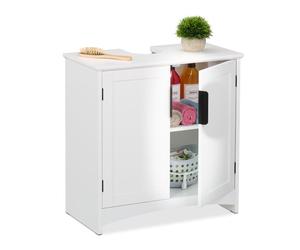 Relaxdays Mueble de baño con puertas blanco,negro