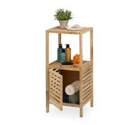 Relaxdays Mueble de baño con puerta y 2 estantes marrón claro