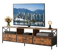 Relaxdays, mueble de TV, dimensiones: 50 x 170 x 40 cm, 3 cajones y estantes, material: MDF, metal, tela, color: marrón/