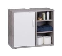 Relaxdays Mueble lavabo con 4 compartimentos blanco,plata,gris