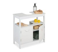 Relaxdays Mueble lavabo con tiradores de cuerda blanco