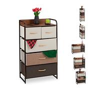 Relaxdays Mueble Modular, 5 Cajones deslizantes, Balda, Cestas Plegables, Cómoda de Tela, 100 x 58 x 31,5 cm, Marrón, b