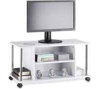 Relaxdays, mueble para televisión, con 4 ruedas, abierto, móvil, fabricado en MDF, dimensiones: 41,5 x 80 x 40 cm, mueble para televisión, color blanco