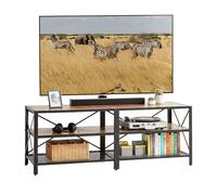 Relaxdays Mueble TV 4 Compartimentos, Abierto, hasta 60'', 52 x 140 x 39 cm, marrón/Negro