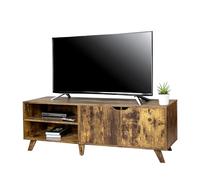 Relaxdays Mueble TV bajo con 6 Compartimentos, Pasa Cables, 140x40x50 cm, marrón