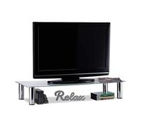 Relaxdays Mueble TV de cristal plata,transparente