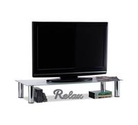 Relaxdays Mueble TV de cristal plata,transparente