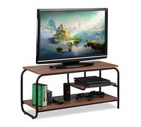 Relaxdays Mueble TV de Diseño Industrial, Mesa Televisión, Tablero de Partículas y Metal, Marrón-Negro, 43 x 90 x 35 cm