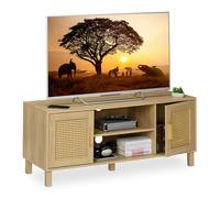 Relaxdays Mueble de TV efecto ratán marrón claro