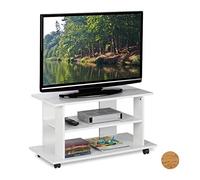 Relaxdays Mueble TV ruedas blanco