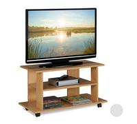 Relaxdays Mueble TV ruedas marrón claro