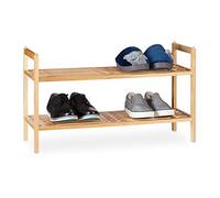 Relaxdays Mueble Zapatero Apilable, Zapatero con 2 Baldas, Madera de Nogal, 6 Pares de Zapatos, 41 x 69 x 27 cm, Natural