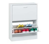 Relaxdays Mueble zapatero basculante blanco,plata