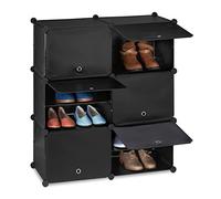 Relaxdays Mueble zapatero negro 12 compartimentos negro