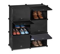 Relaxdays Mueble zapatero negro 12 compartimentos negro