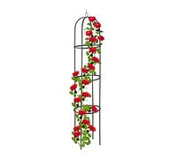Relaxdays Obelisco Flores, 190 cm Altura, Soporte Plantas Trepadoras, de Metal, Torre para Rosales Vertical, Negro