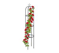 Relaxdays Obelisco Flores, 190 cm Altura, Soporte Plantas Trepadoras, de Metal, Torre para Rosales Vertical, Negro
