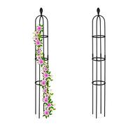 Relaxdays Obelisco Flores, Set 2, 160 x 20 cm, Soporte Plantas Trepadoras, de Metal, Torre para Rosales Vertical, Negro