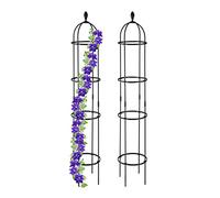 Relaxdays Obelisco Flores, Set 2, 190 x 35 cm, Soporte Plantas Trepadoras, de Metal, Torre para Rosales Vertical, Negro