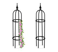 Relaxdays Obelisco Flores, Set 2, 70 cm Altura, Soporte Plantas Trepadoras, de Metal, Torre para Rosales Vertical, Negro
