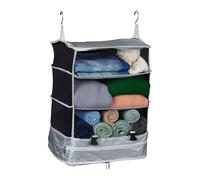 Relaxdays Organizador Armario Colgante, 55 x 44 x 30 cm, Tela, Plegable, 4 Compartimentos, Almacenaje Portátil, Gris