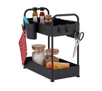Relaxdays Organizador bajo fregadero con 2 baldas negro