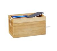 Relaxdays Organizador cables bambú marrón claro