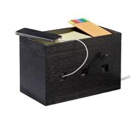 Relaxdays Organizador cables de bambú negro negro