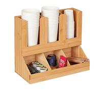 Relaxdays Organizador Café, 6 Compartimientos, Bambú, 29,5 x 34,5 x 17 cm, Mueble Cafetería, Almacenaje Té, Natural