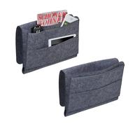 Relaxdays Organizador Cama 4 Compartimentos, Cierre Contacto Fieltro, Bolsillo Sofá, 31,5 x 41 x 8 cm, Gris Oscuro