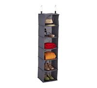 Relaxdays Organizador Colgante Armario con 6 Compartimentos, Tela, 139x30x30 cm, 2 Ganchos, Almacenamiento de Ropa Colgante, Gris