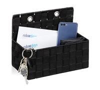 Relaxdays Organizador Colgante, Cesta de baño, Neceser de Pared, 20 x 25 x 16,5 cm, 1 Ud., Negro